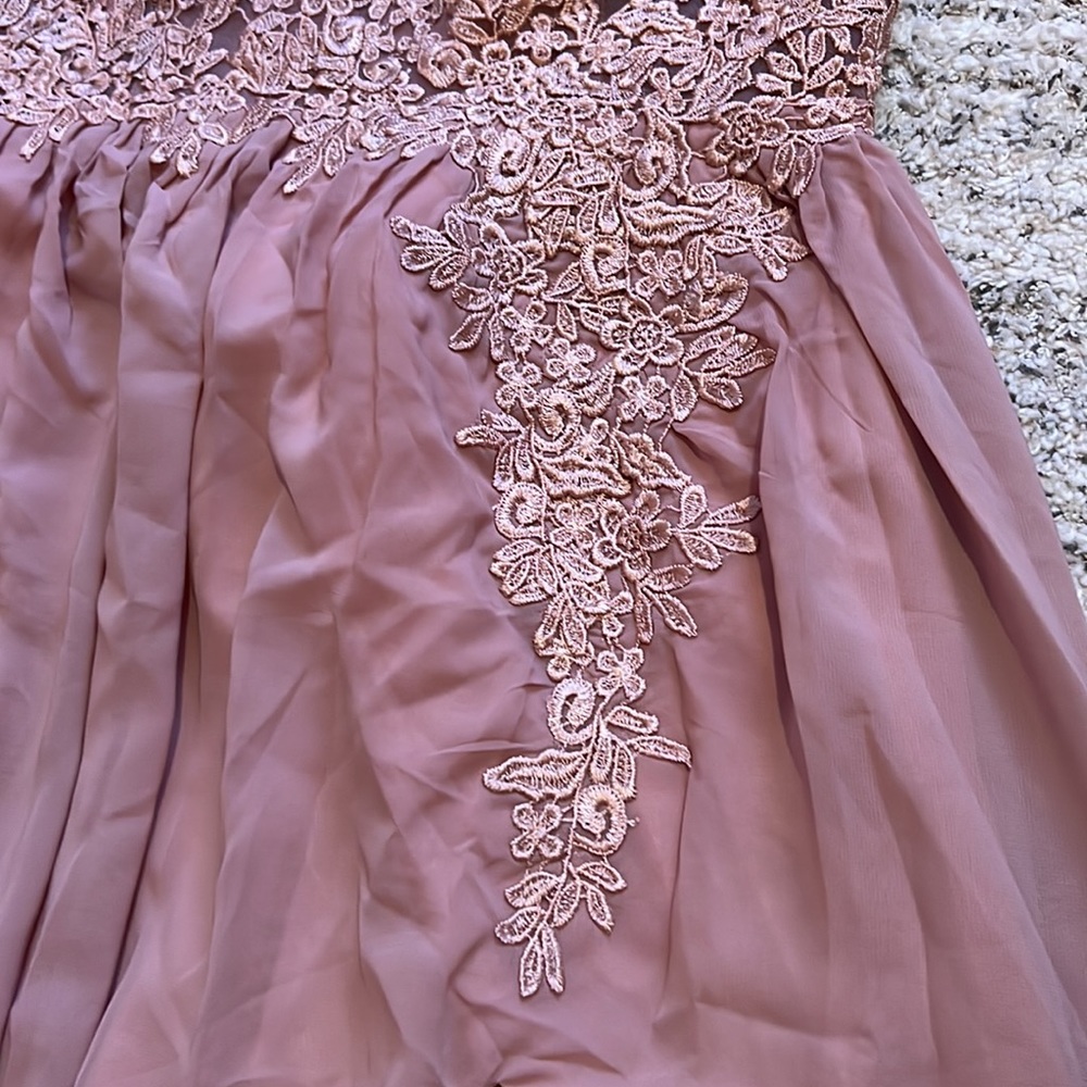 Off the Shoulder Lace Appliqué Chiffon Bridal/ Bridesmaid Dress - Picture 5 of 10